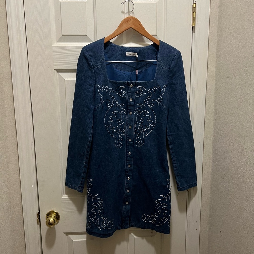 Avec Les Filles Blue Denim Dress